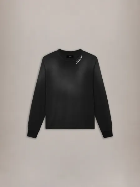 SCRIPT OVERSIZED LONG SLEEVE TEE - Black