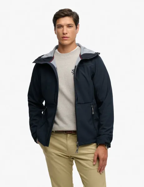 Superdry & Co Water Resistant Hooded Softshell Jacket Navy