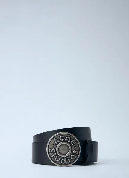 Logo Buckle Leather Belt