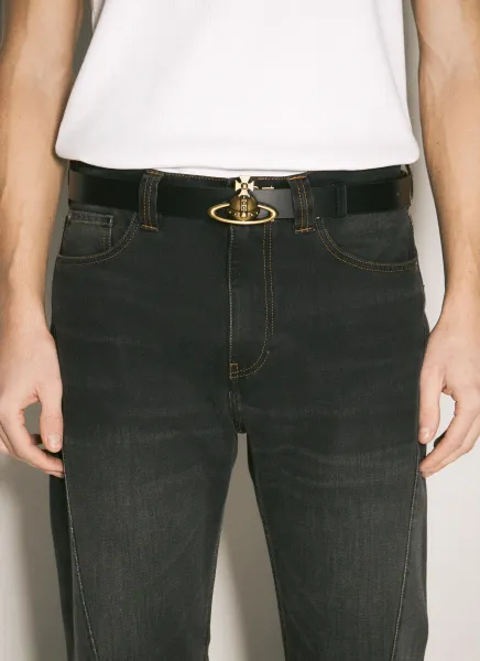 Orb Buckle Leather Belt