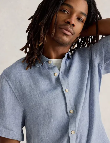 White Stuff Regular Fit Pure Linen Short Sleeve Shirt