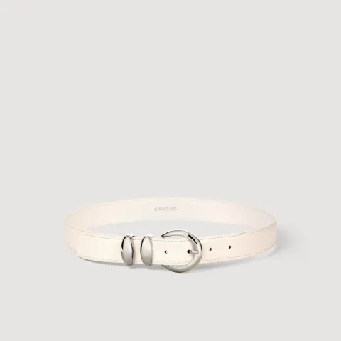 Leather belt with metal buckle
