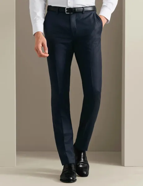 Charles Tyrwhitt Slim Fit Pure Wool Flat Front Trousers Navy
