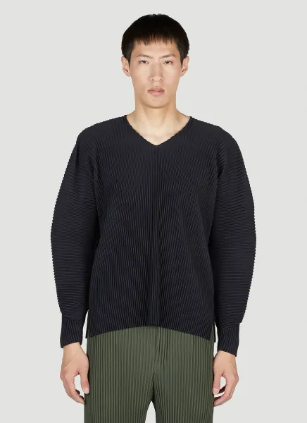 Plisse Long Sleeve Top