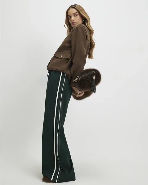 River Island Side Stripe Drawstring Wide Leg Joggers