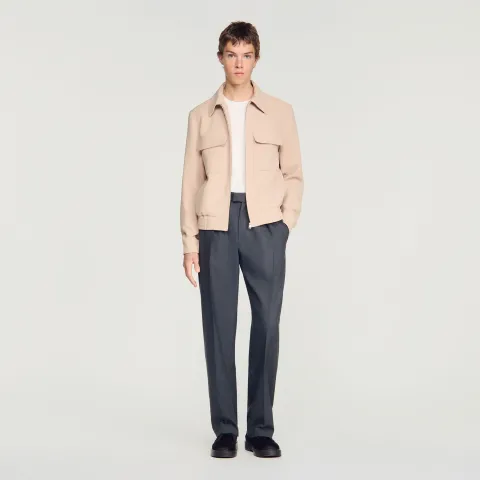 Waffle-effect zip-up jacket