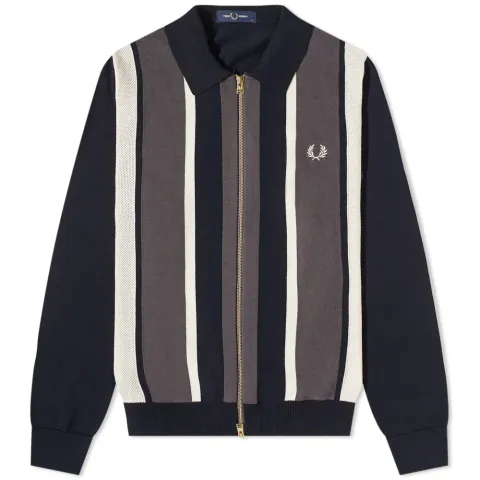 Striped Zip-Through Cardigan