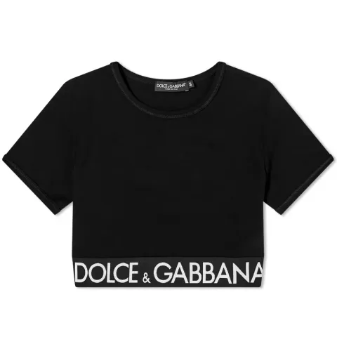 Cropped Tape Logo T-Shirt