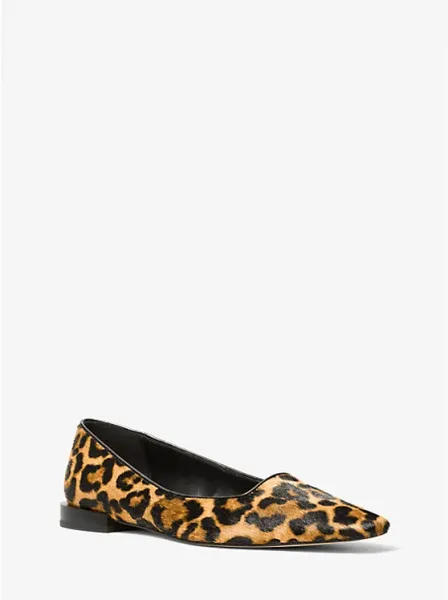 Darrah Leopard Print Calf Hair Ballet Flat