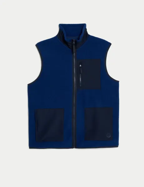 Marks & Spencer Polar Fleece Zip Up Gilet Dark Blue