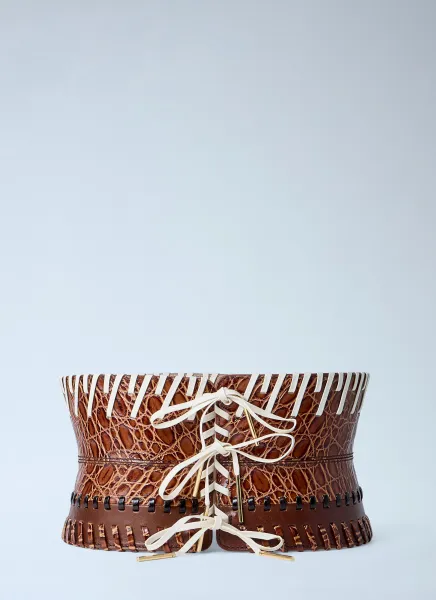 Embossed Leather Corset Belt
