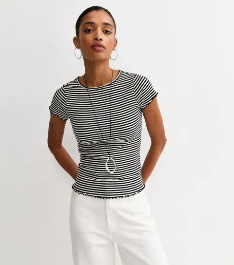 Women's Black Striped Babylock T-Shirt