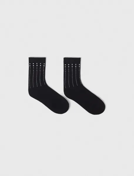 Rhinestone cotton socks