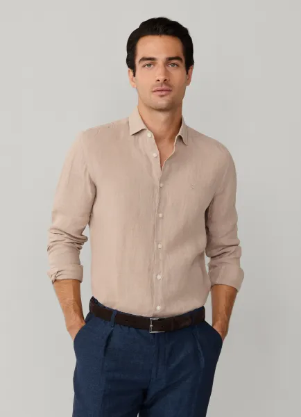 Tailored Fit Garment Dyed Linen Shirt