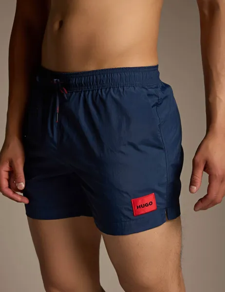 HUGO Dominica Swim Shorts with Logo Label Navy