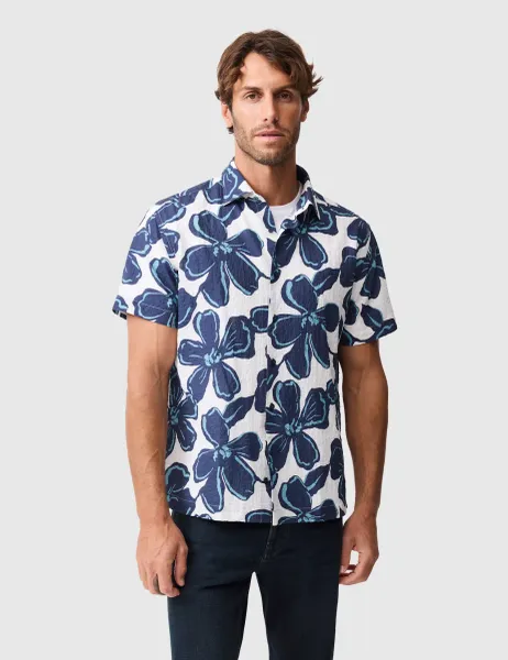 Rodd & Gunn Relaxed Fit Cotton Rich Seersucker Shirt Blue Mix