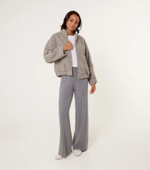Blue Vanilla Women's Grey Knit Wide Leg Trousers
