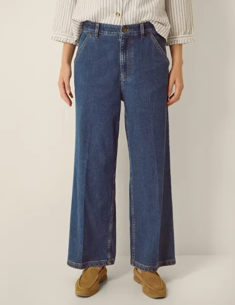 Monsoon High Waisted Wide Leg Jeans Blue