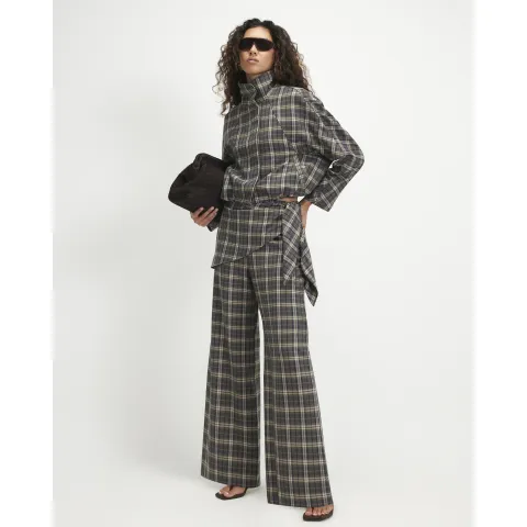 River Island Scarf Detail Check Wide Leg Trousers
