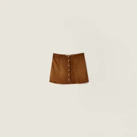 Waxed suede miniskirt