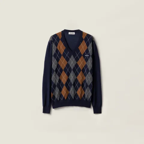 V-necked wool sweater