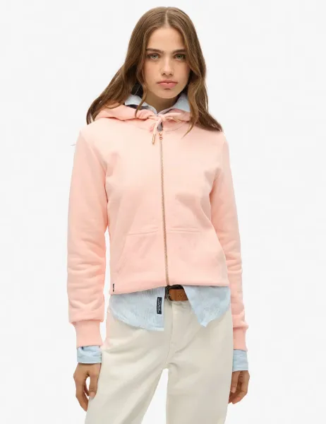 Superdry & Co Cotton Rich Zip Up Embroidered Logo Hoodie Pink