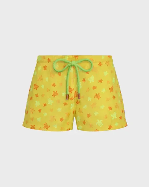 Women Embroidered Swim Shorts Micro Ronde Des Tortues
