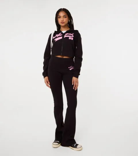 Women's Black Angel Embroidered Joggers