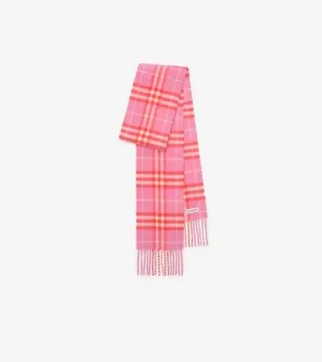 Narrow Check Cashmere Scarf in Glaze pink