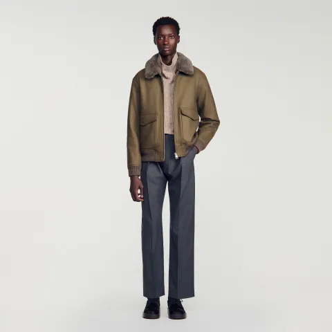 SANDRO Wool jacket with removable collar