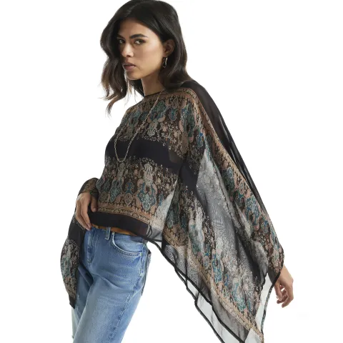River Island Paisley Sheer Batwing Top