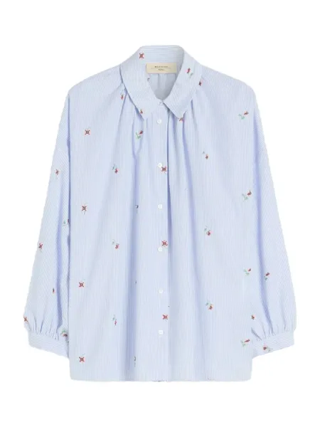 Poplin Shirt With Embroidery L. Blue