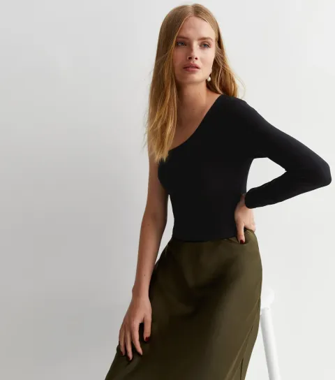 Women's Black One Shoulder Top