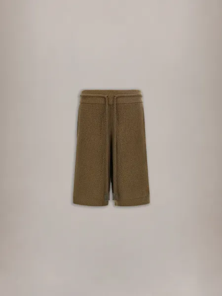 CROCHET MESH SHORT - Espresso