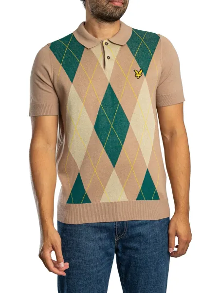 Lyle & Scott Argyle Knitted Polo Shirt