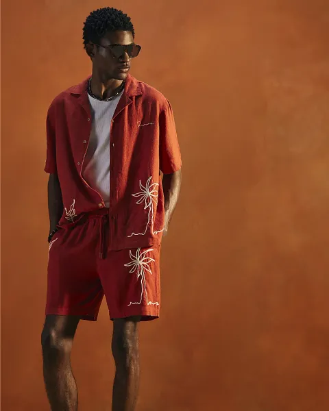 River Island Drawstring Embroidered Roping Shorts