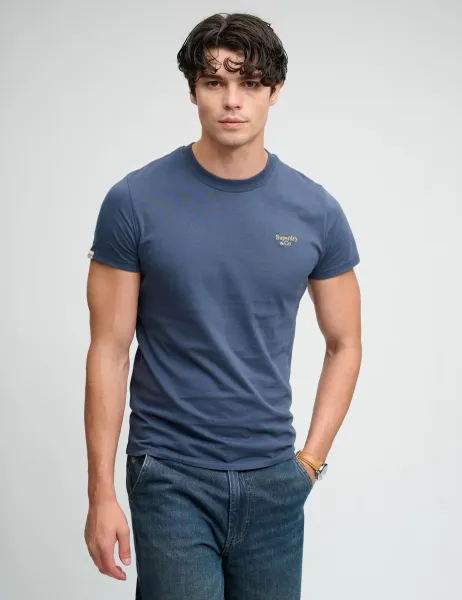 Superdry & Co Slim Fit Pure Cotton Embroidered Logo T-Shirt Navy