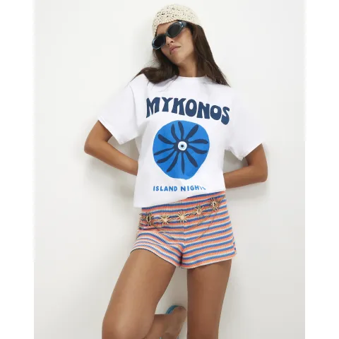 River Island Cotton Boyfriend Fit Mykonos T-Shirt