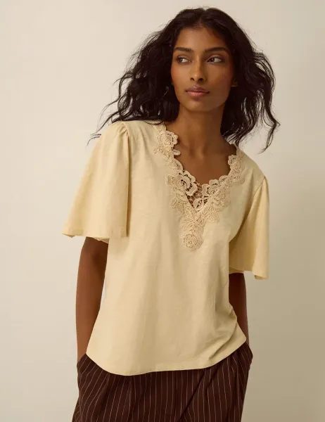 Monsoon Pure Cotton V-Neck T-Shirt Yellow