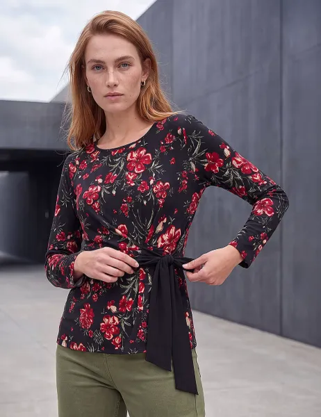 Roman Floral Top Red