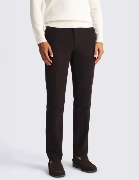 Moss Moleskin Tailored Fit Trousers Brown