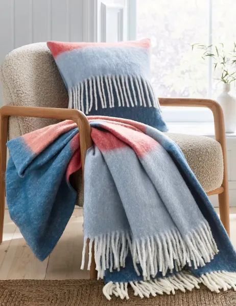 LAND & SHORE Landscape Throw Blue Mix
