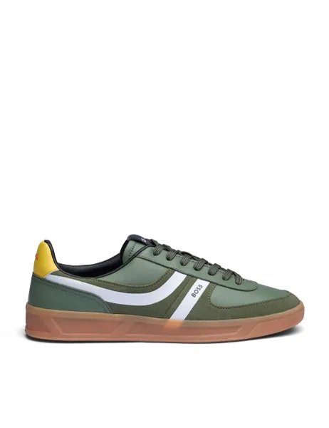 Leather Lace Up Trainers Green Mix