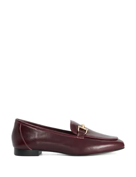 Dune London Wide Fit Leather Snaffle Trim Loafers Burgundy