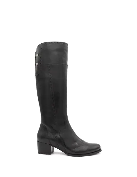 Jones Bootmaker Leather Extra Small Calf Fit Knee High Boots Black