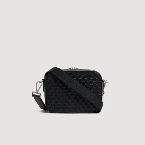 SANDRO Small woven leather bag
