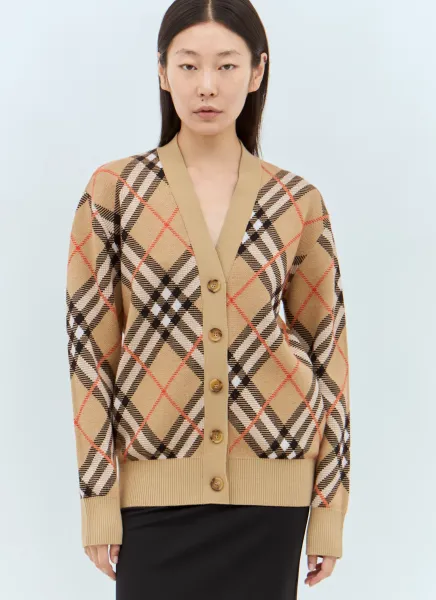 Check Wool-Blend Cardigan