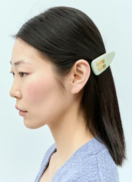 Patent Leather Logo Plaque Hair Clip