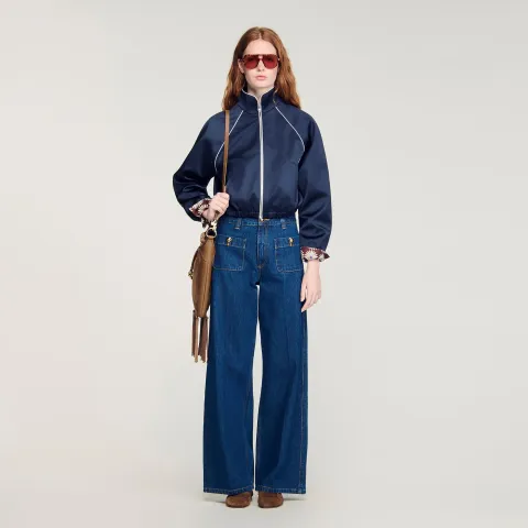 Raw straight patch pocket jeans