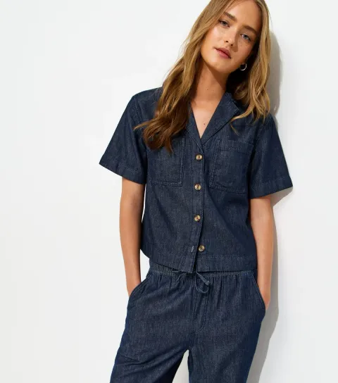 New Look Women's Navy Short Sleeve Boxy Shirt